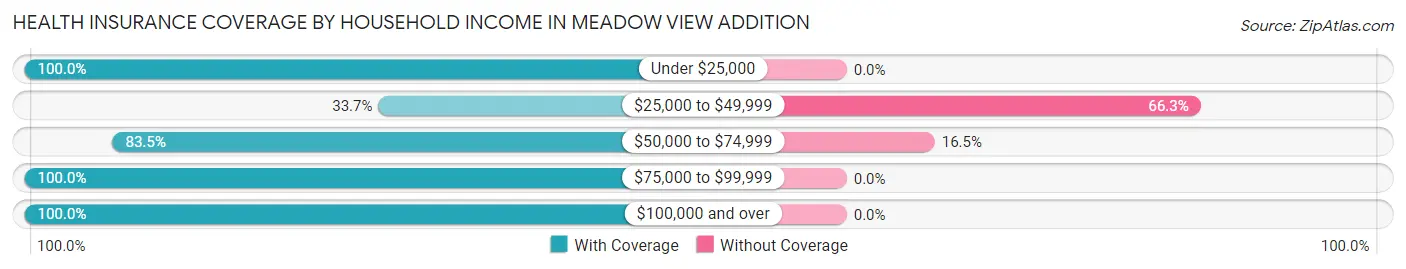 Health Insurance Coverage by Household Income in Meadow View Addition
