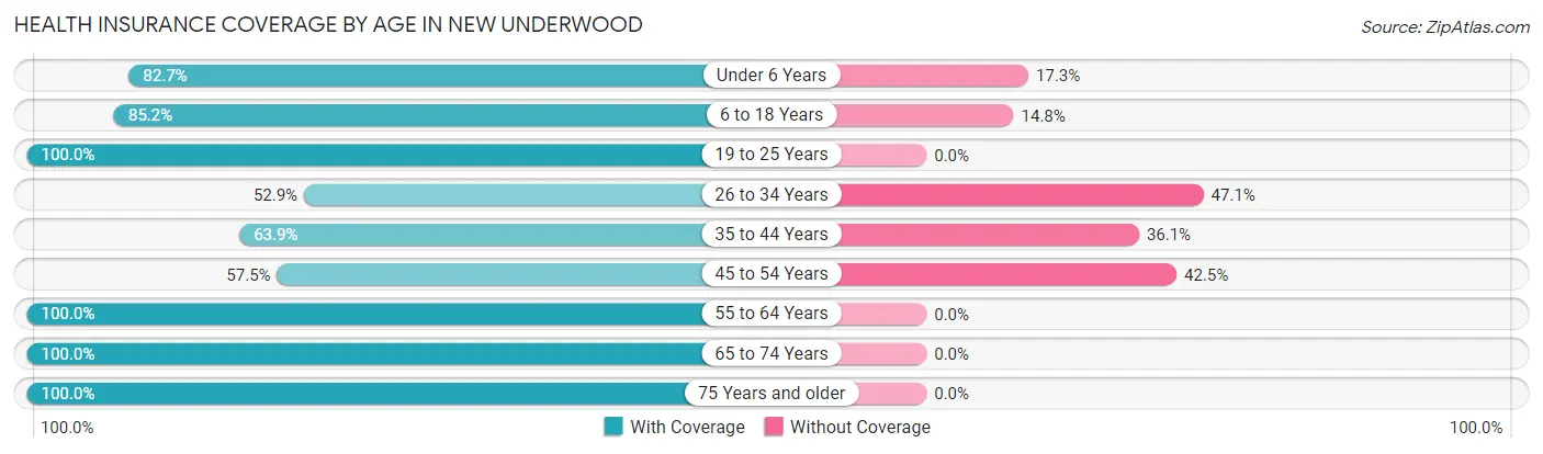 Health Insurance Coverage by Age in New Underwood