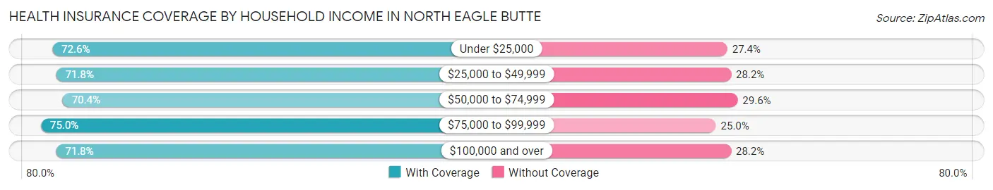 Health Insurance Coverage by Household Income in North Eagle Butte