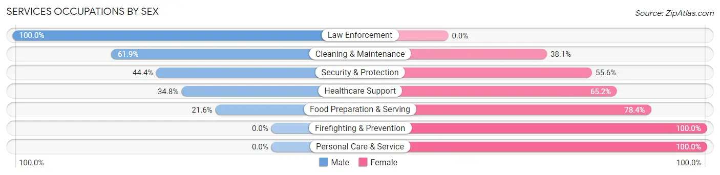 Services Occupations by Sex in North Eagle Butte