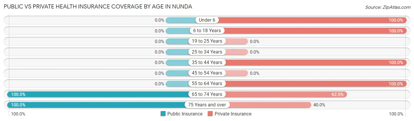 Public vs Private Health Insurance Coverage by Age in Nunda