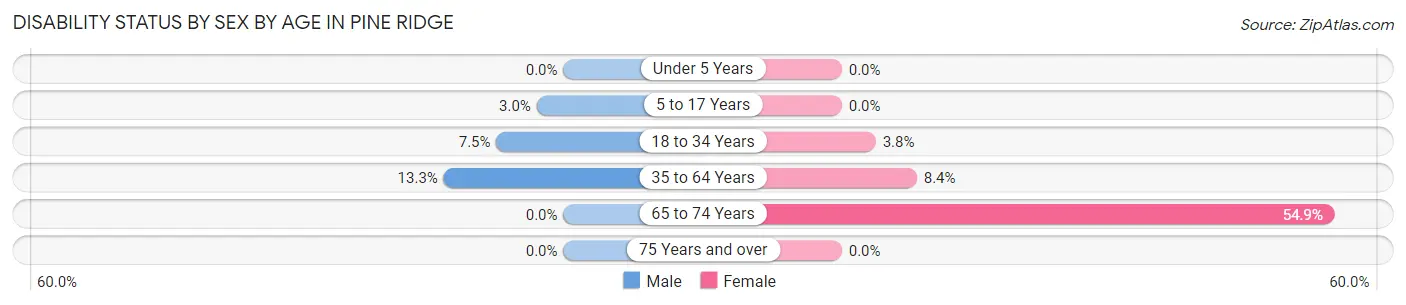 Disability Status by Sex by Age in Pine Ridge