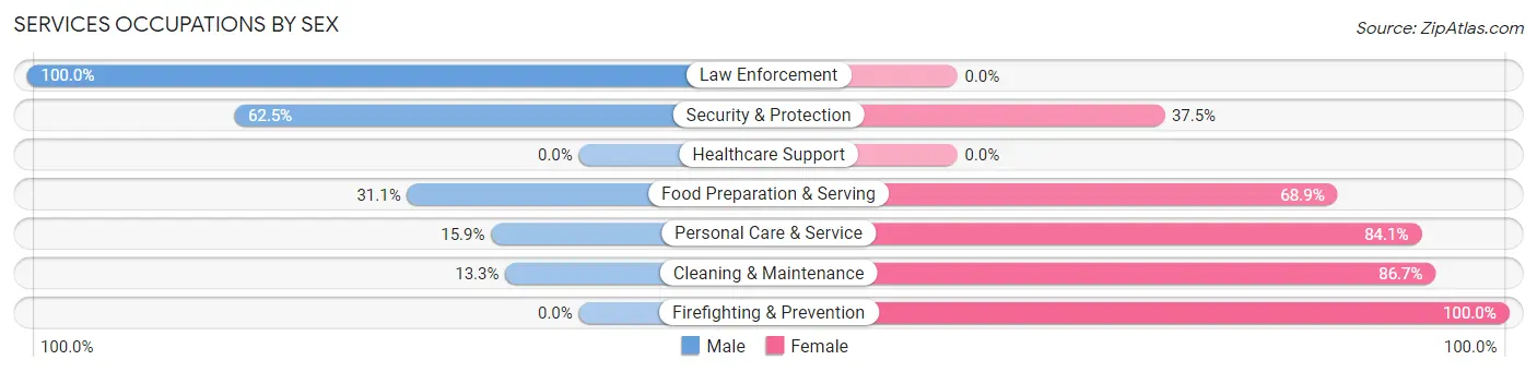 Services Occupations by Sex in Platte