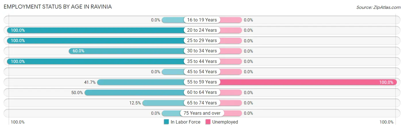 Employment Status by Age in Ravinia