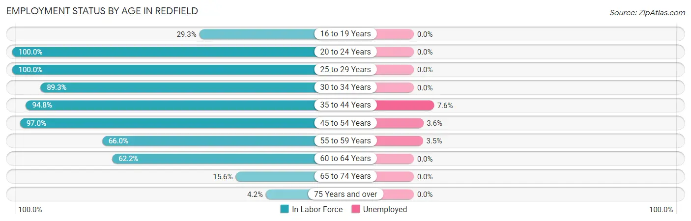 Employment Status by Age in Redfield