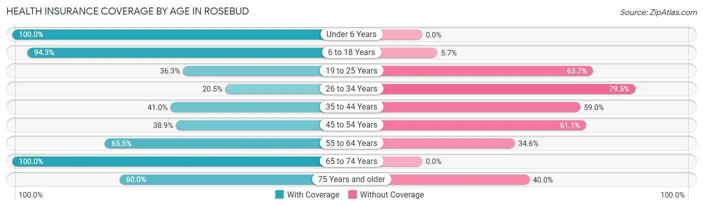 Health Insurance Coverage by Age in Rosebud