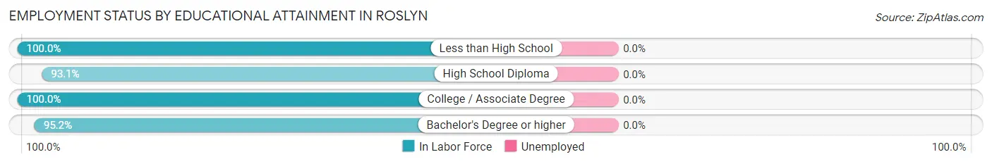 Employment Status by Educational Attainment in Roslyn
