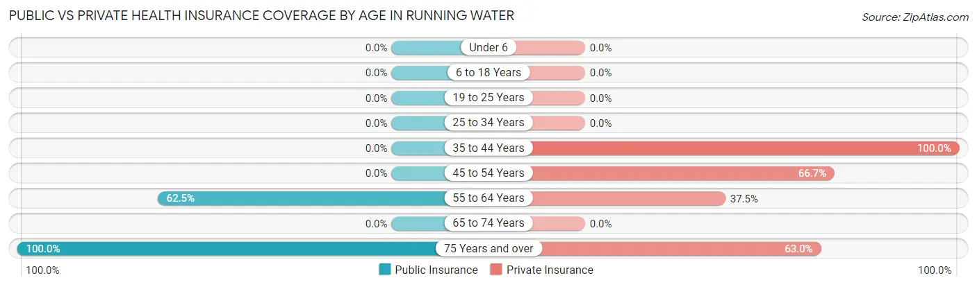 Public vs Private Health Insurance Coverage by Age in Running Water