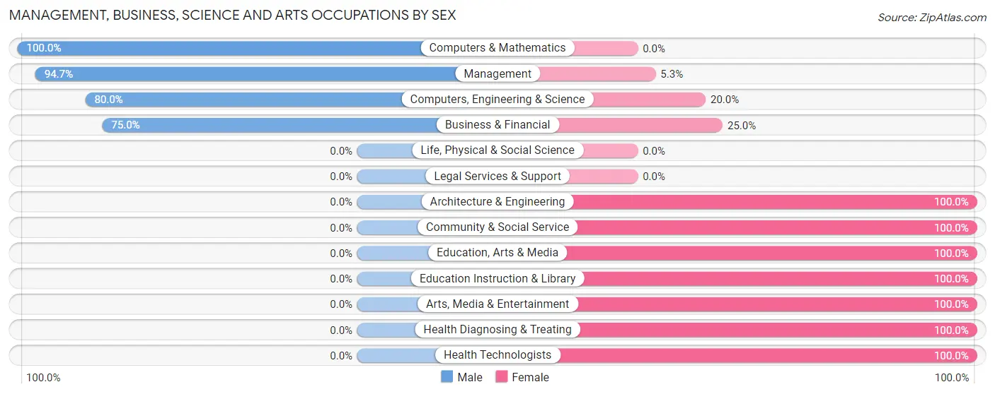 Management, Business, Science and Arts Occupations by Sex in Shindler