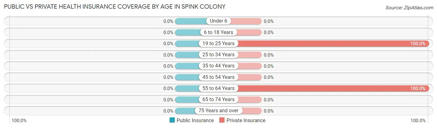 Public vs Private Health Insurance Coverage by Age in Spink Colony