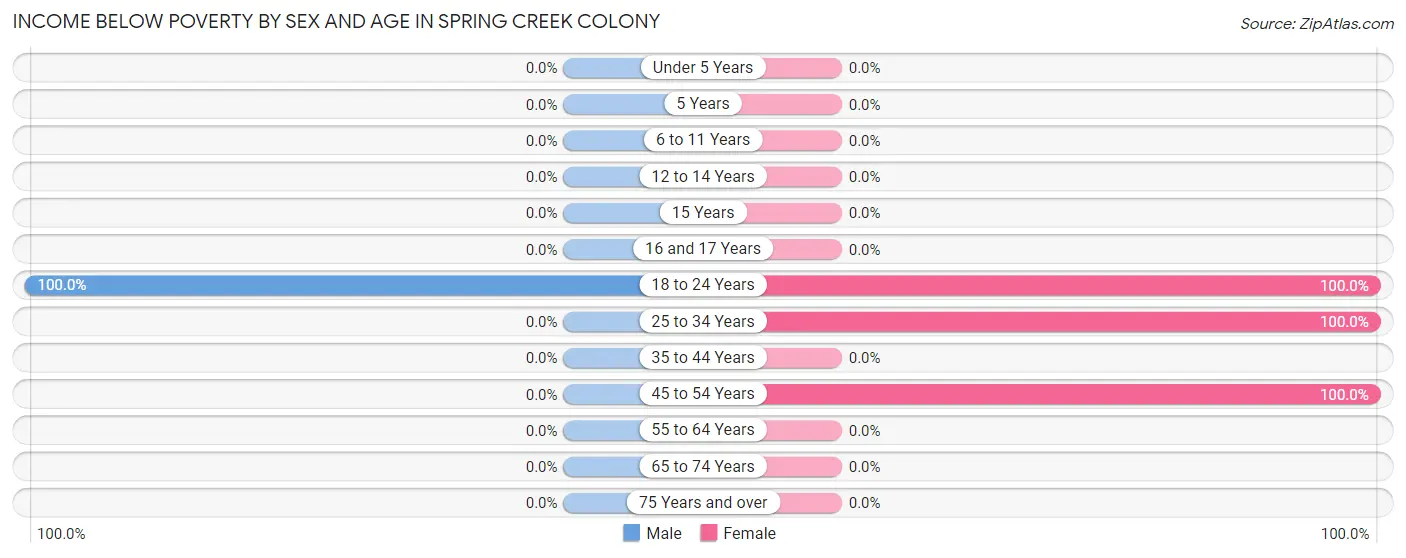 Income Below Poverty by Sex and Age in Spring Creek Colony