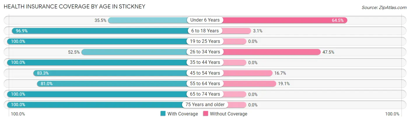 Health Insurance Coverage by Age in Stickney