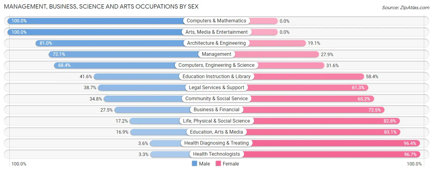 Management, Business, Science and Arts Occupations by Sex in Summerset