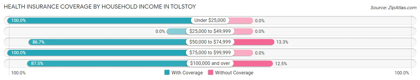 Health Insurance Coverage by Household Income in Tolstoy