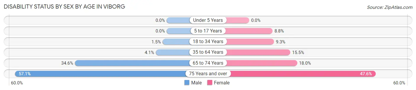 Disability Status by Sex by Age in Viborg