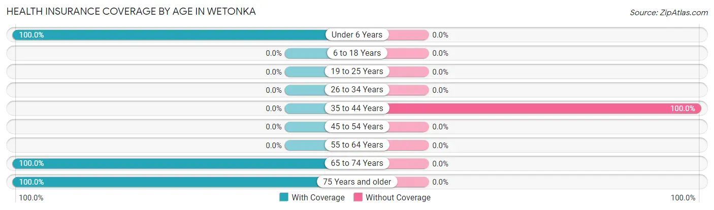Health Insurance Coverage by Age in Wetonka