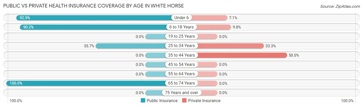 Public vs Private Health Insurance Coverage by Age in White Horse