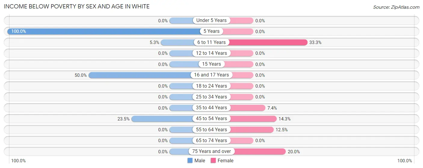 Income Below Poverty by Sex and Age in White