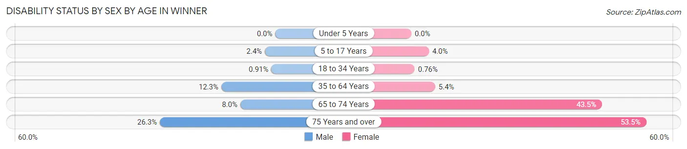 Disability Status by Sex by Age in Winner