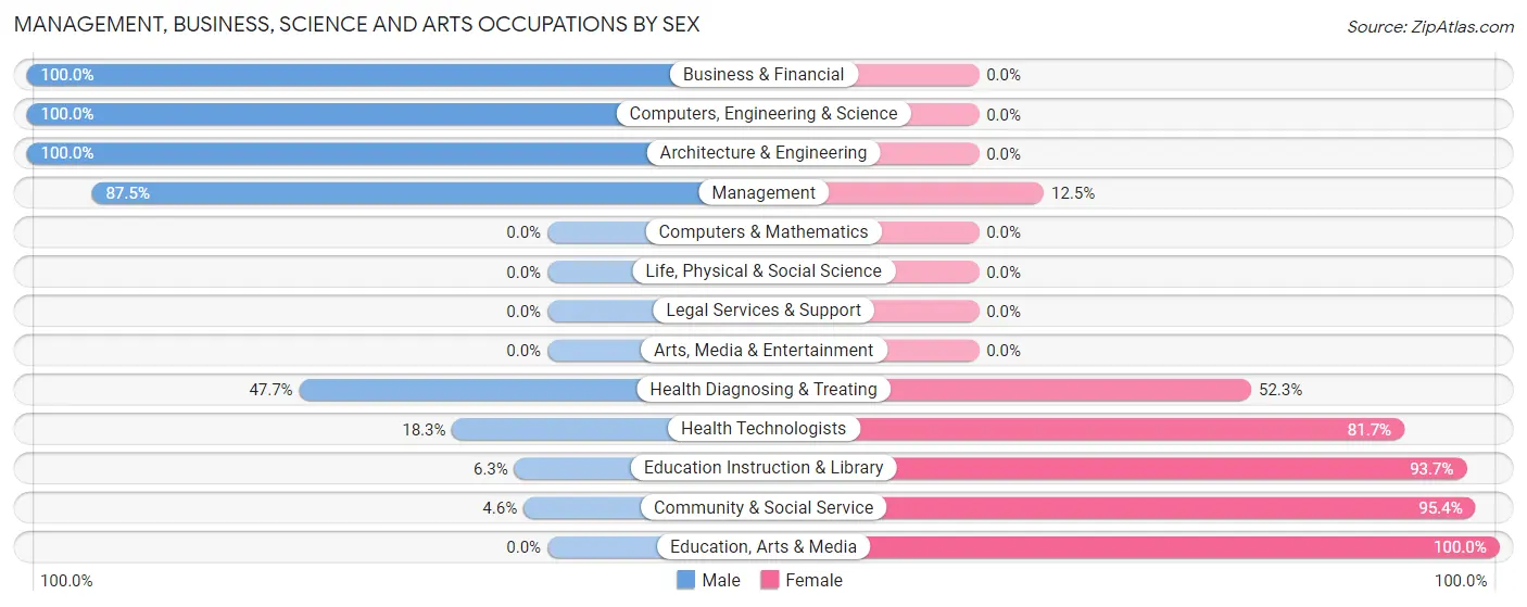 Management, Business, Science and Arts Occupations by Sex in Winner