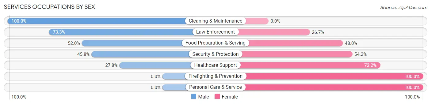 Services Occupations by Sex in Winner