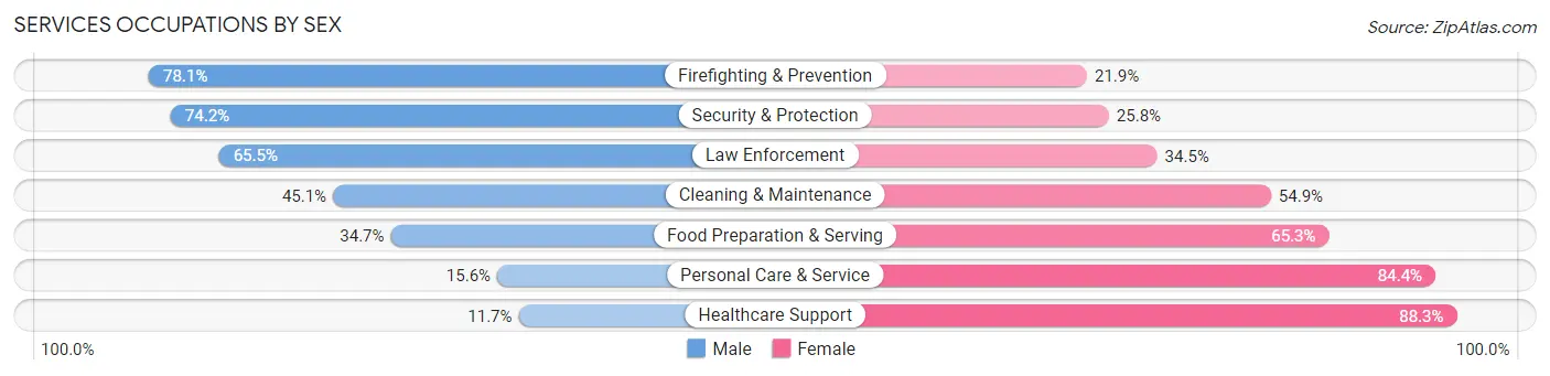 Services Occupations by Sex in Alcoa
