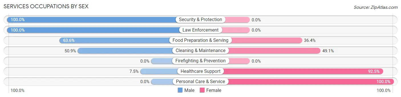Services Occupations by Sex in Benton