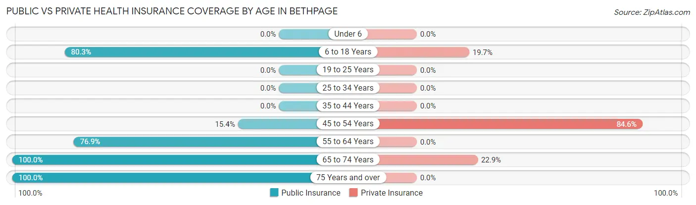 Public vs Private Health Insurance Coverage by Age in Bethpage