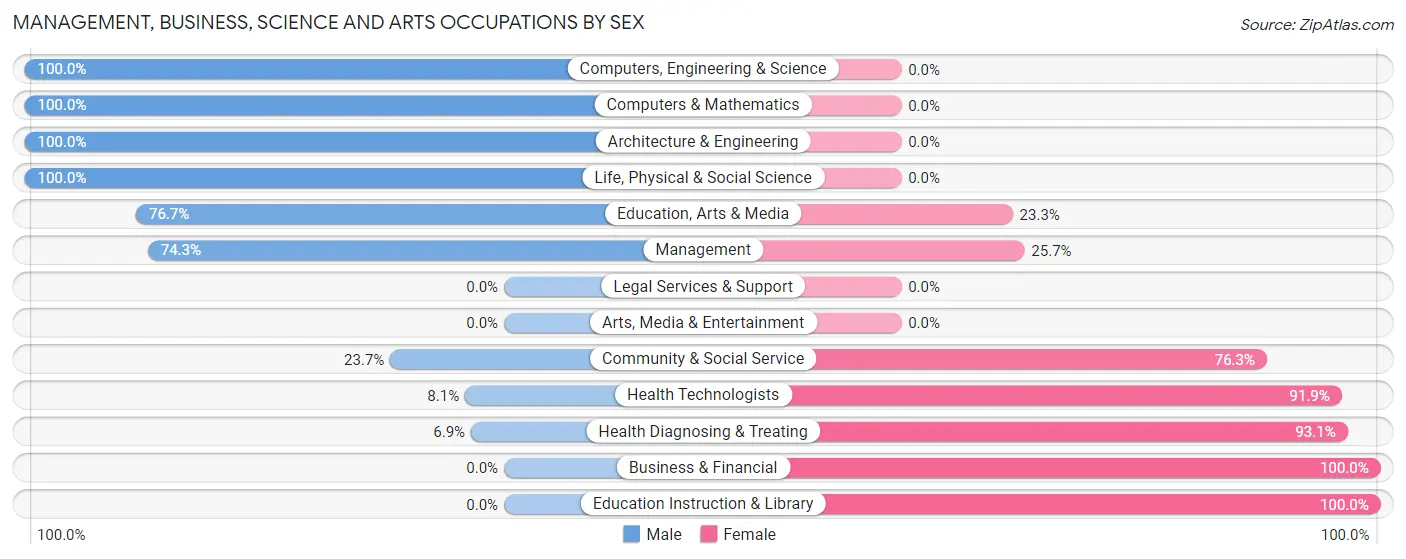 Management, Business, Science and Arts Occupations by Sex in Blountville