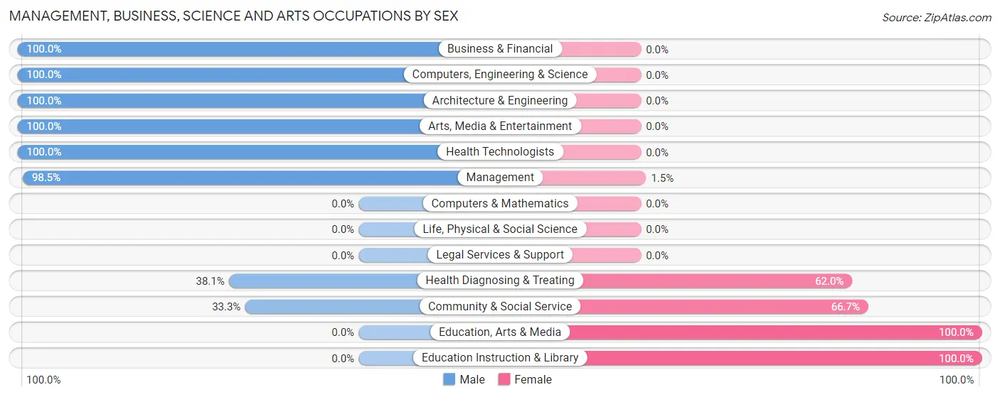 Management, Business, Science and Arts Occupations by Sex in Bolivar