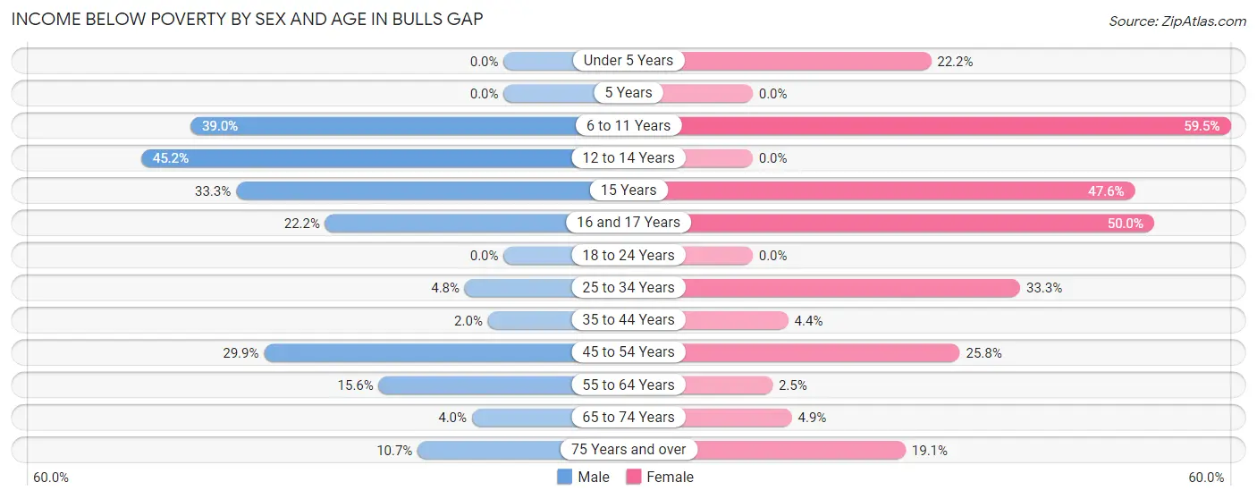 Income Below Poverty by Sex and Age in Bulls Gap