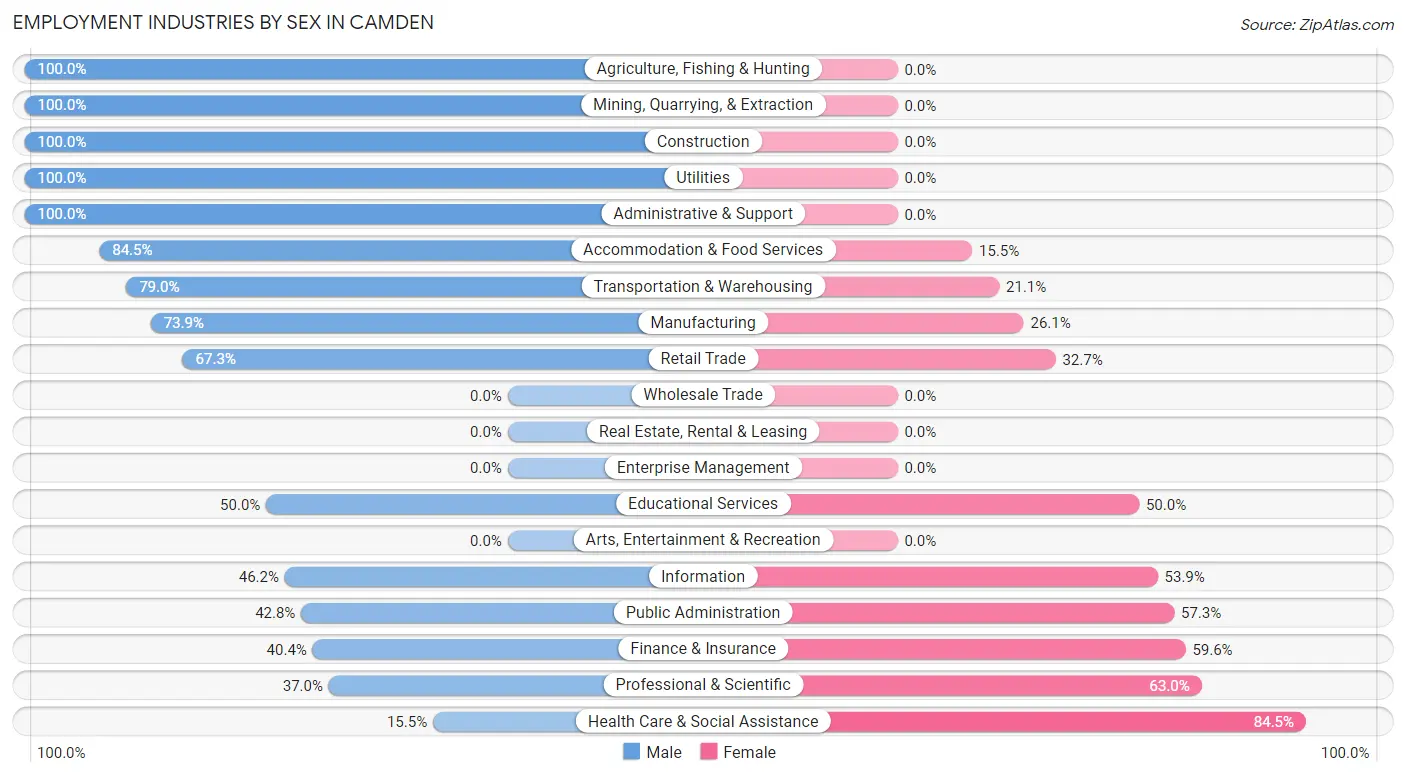 Employment Industries by Sex in Camden