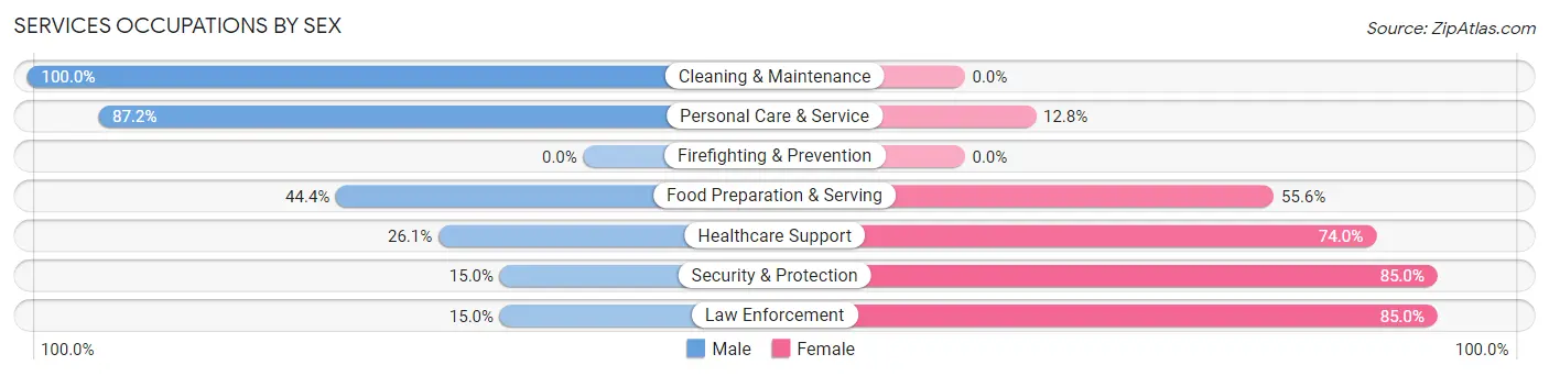 Services Occupations by Sex in Camden