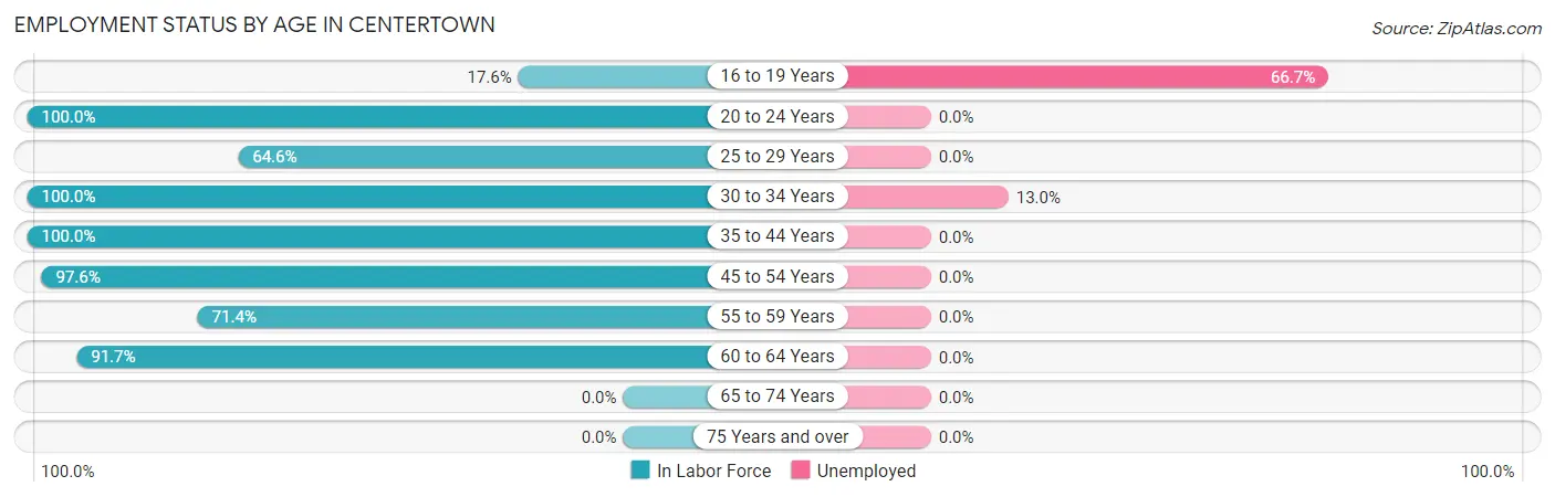 Employment Status by Age in Centertown