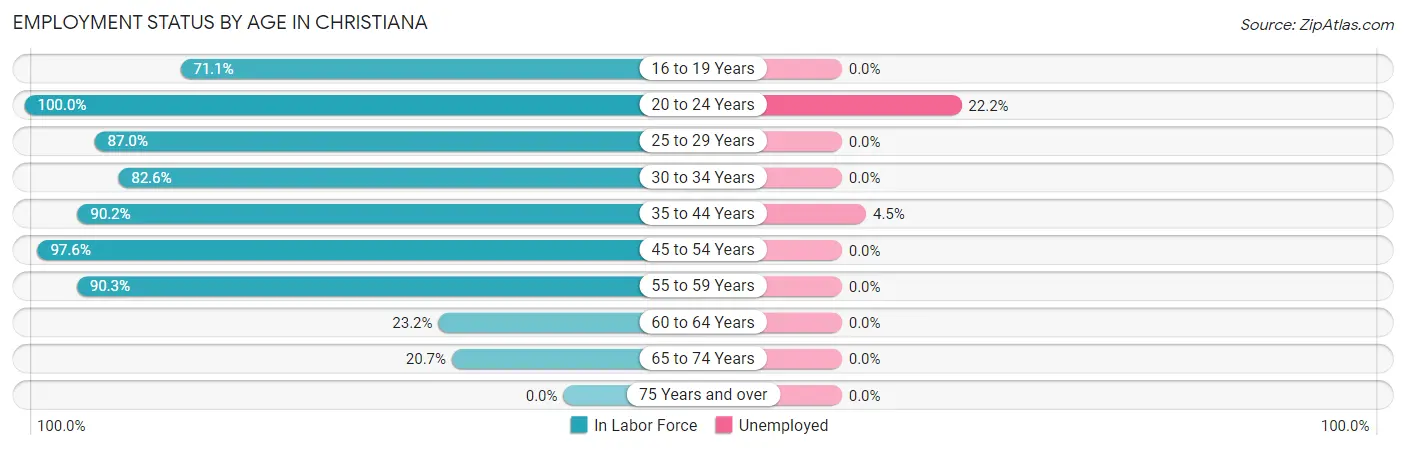 Employment Status by Age in Christiana