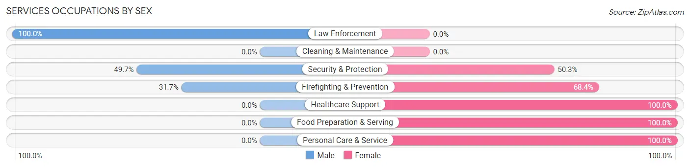 Services Occupations by Sex in Christiana