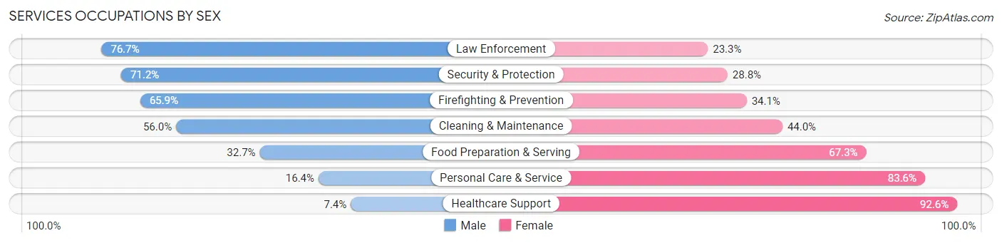 Services Occupations by Sex in Clarksville