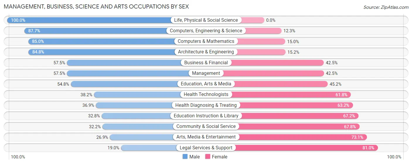 Management, Business, Science and Arts Occupations by Sex in Clinton