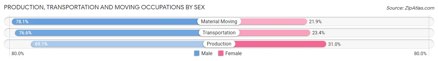Production, Transportation and Moving Occupations by Sex in Cookeville