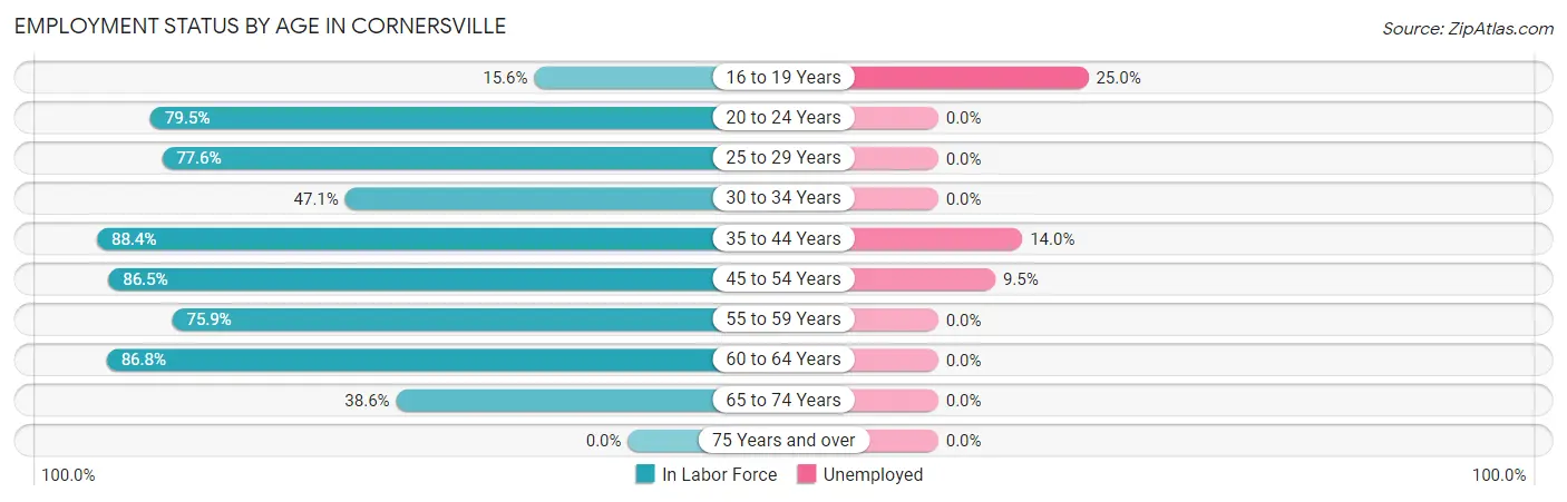 Employment Status by Age in Cornersville