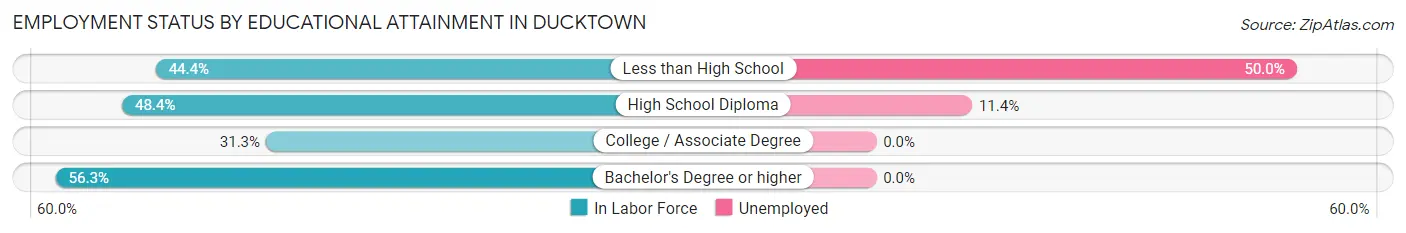 Employment Status by Educational Attainment in Ducktown