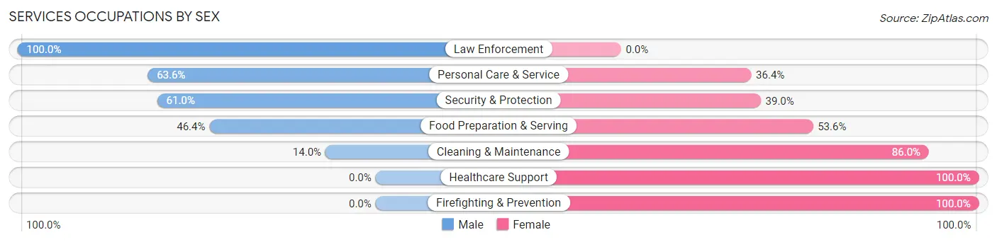 Services Occupations by Sex in Eagleton Village