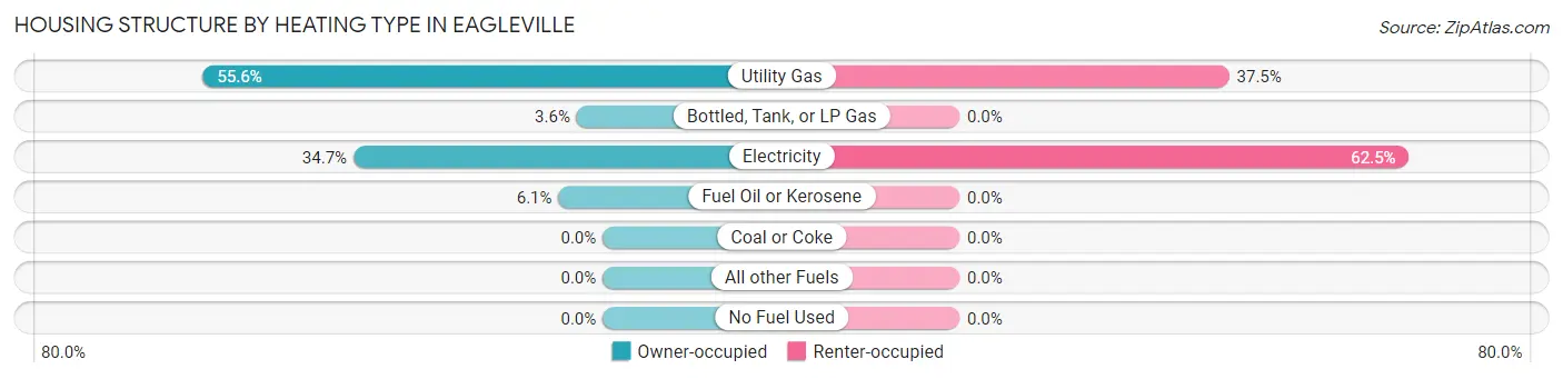 Housing Structure by Heating Type in Eagleville