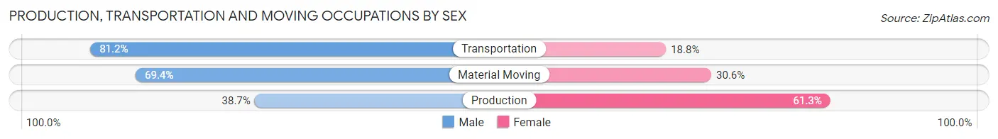 Production, Transportation and Moving Occupations by Sex in East Cleveland