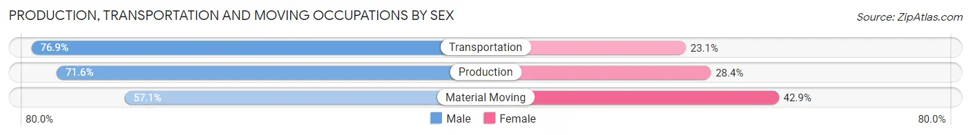 Production, Transportation and Moving Occupations by Sex in Eastview
