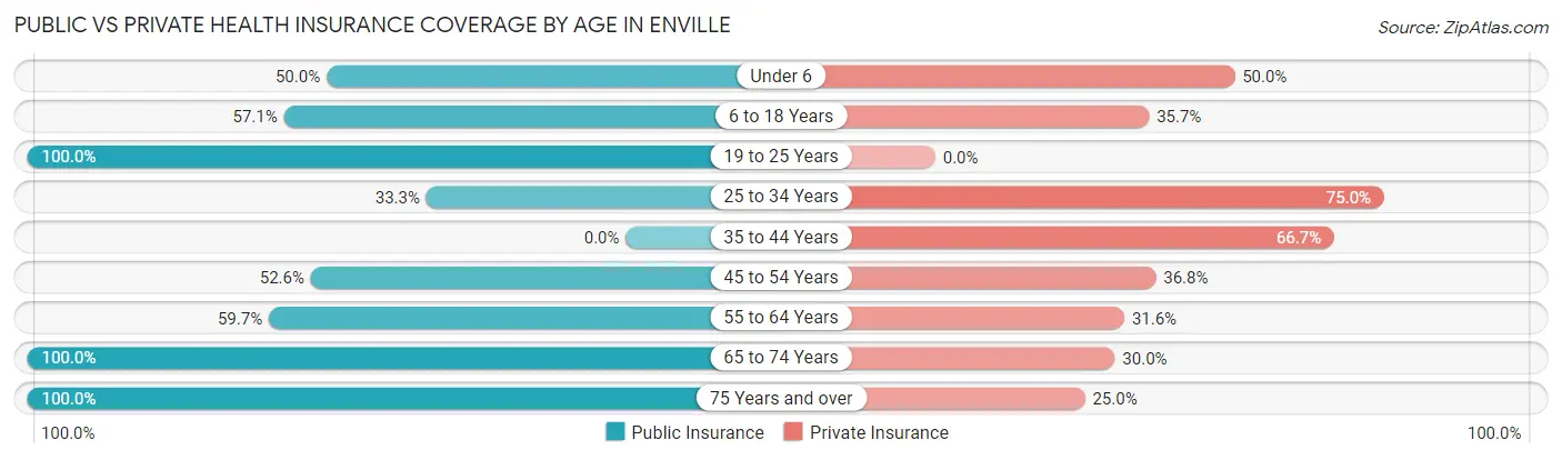 Public vs Private Health Insurance Coverage by Age in Enville