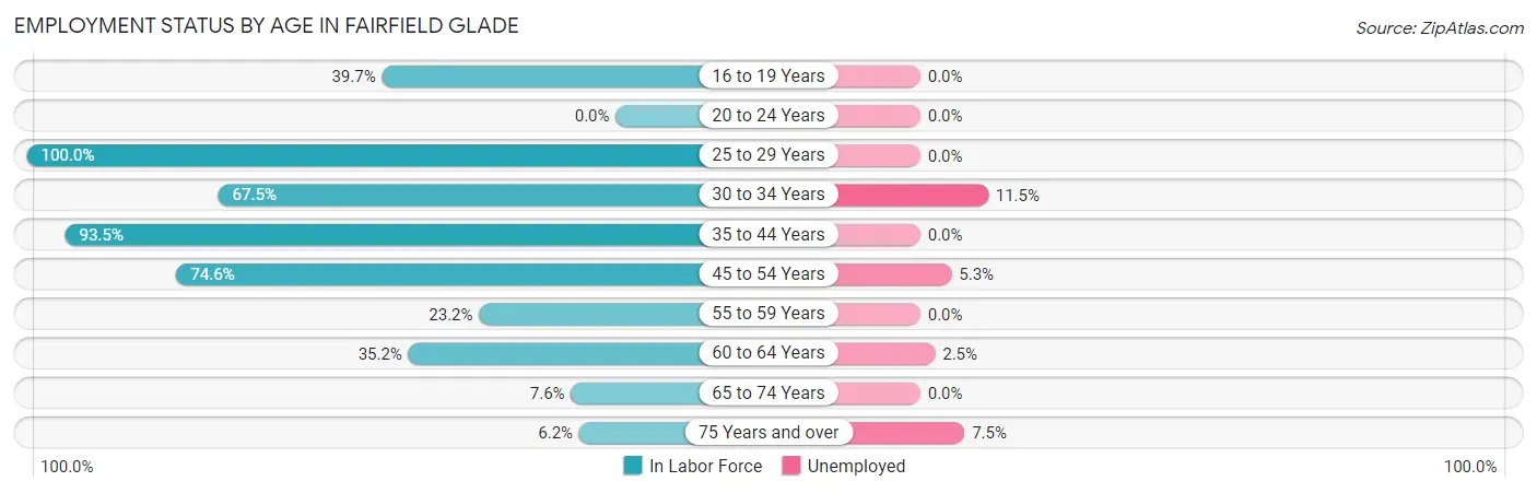 Employment Status by Age in Fairfield Glade