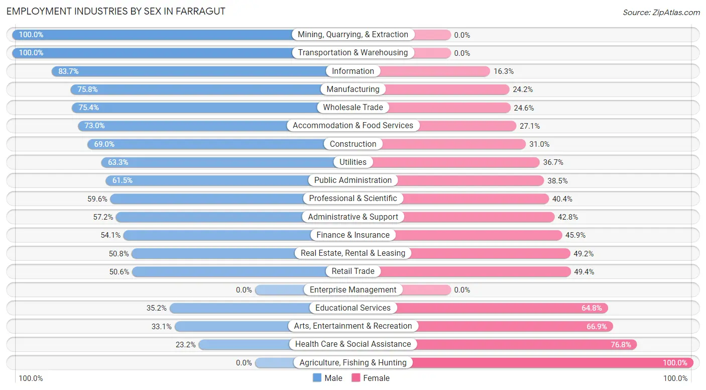 Employment Industries by Sex in Farragut