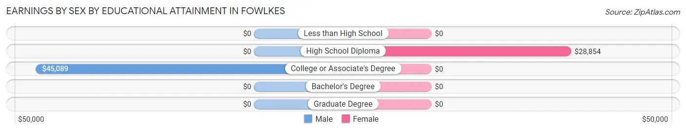 Earnings by Sex by Educational Attainment in Fowlkes