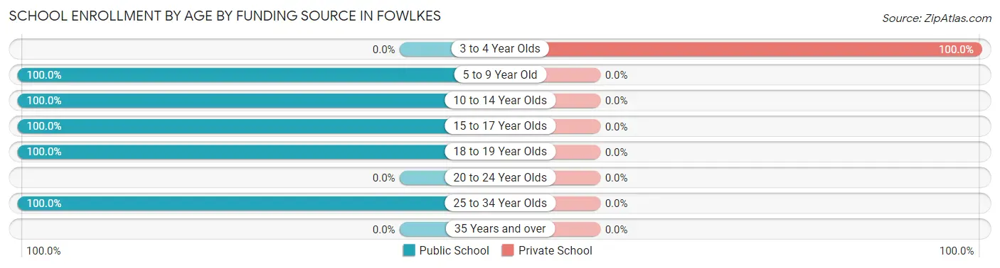 School Enrollment by Age by Funding Source in Fowlkes
